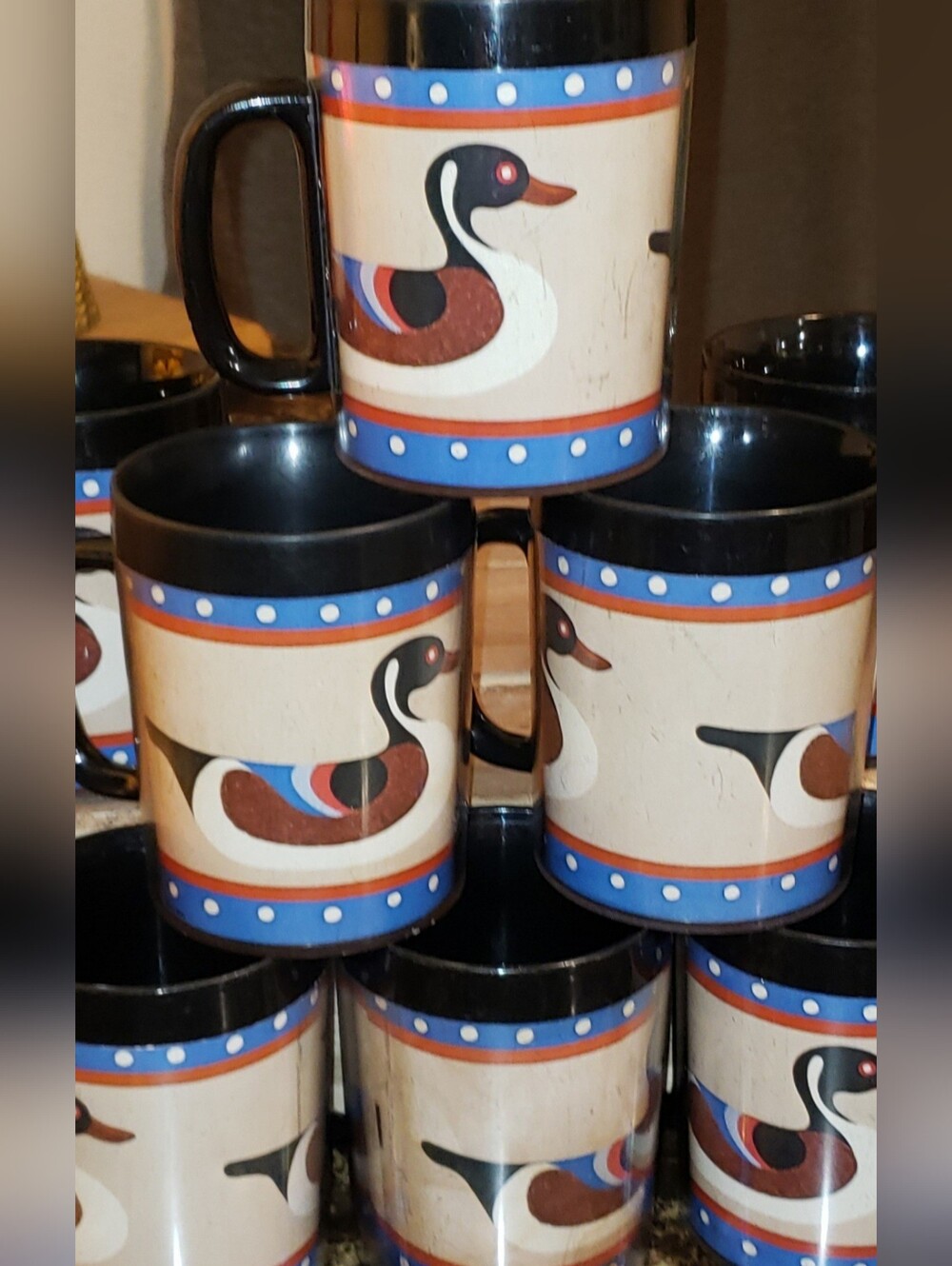Set Of Eight (8) Vintage 1983 Thermo-Serv "Decoys" Duck Cups
